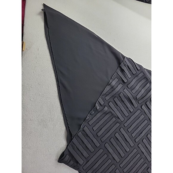 IC Connie K Black Asymmetrical Textured Chiffon Stripe Blouse Flutter Sleeve - S - Picture 2 of 10